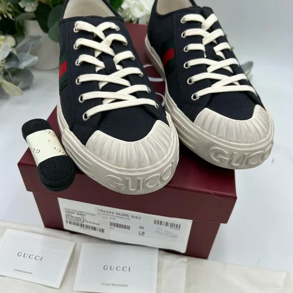 Men's Gucci, Julio web canvas sneakers size 10 made in Spain